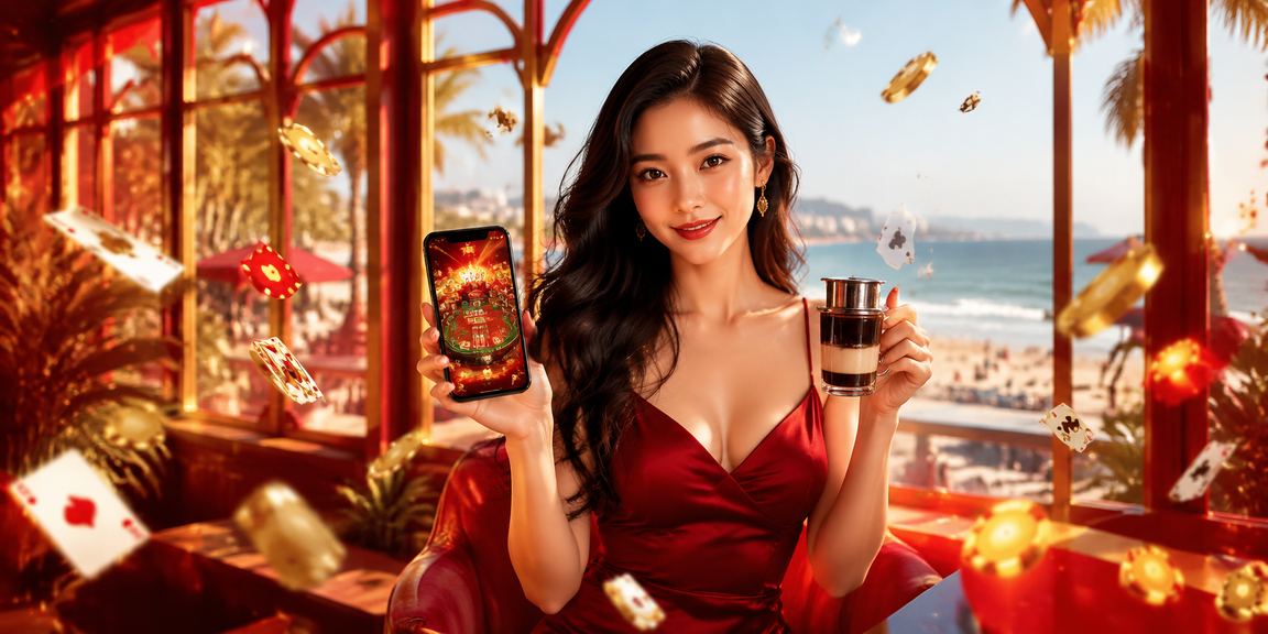 Người dùng tại Vũng Tàu chơi bài trực tuyến bên ly cà phê và thực hiện giao dịch thanh toán